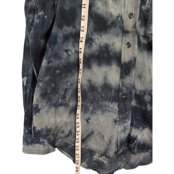 Anthropologie Pilcro Cate Classic Tie-Dye Shirt Womens S Blue Boho Button Up - Picture 10 of 10